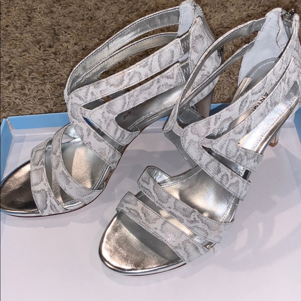 Silver cheetah print shoes